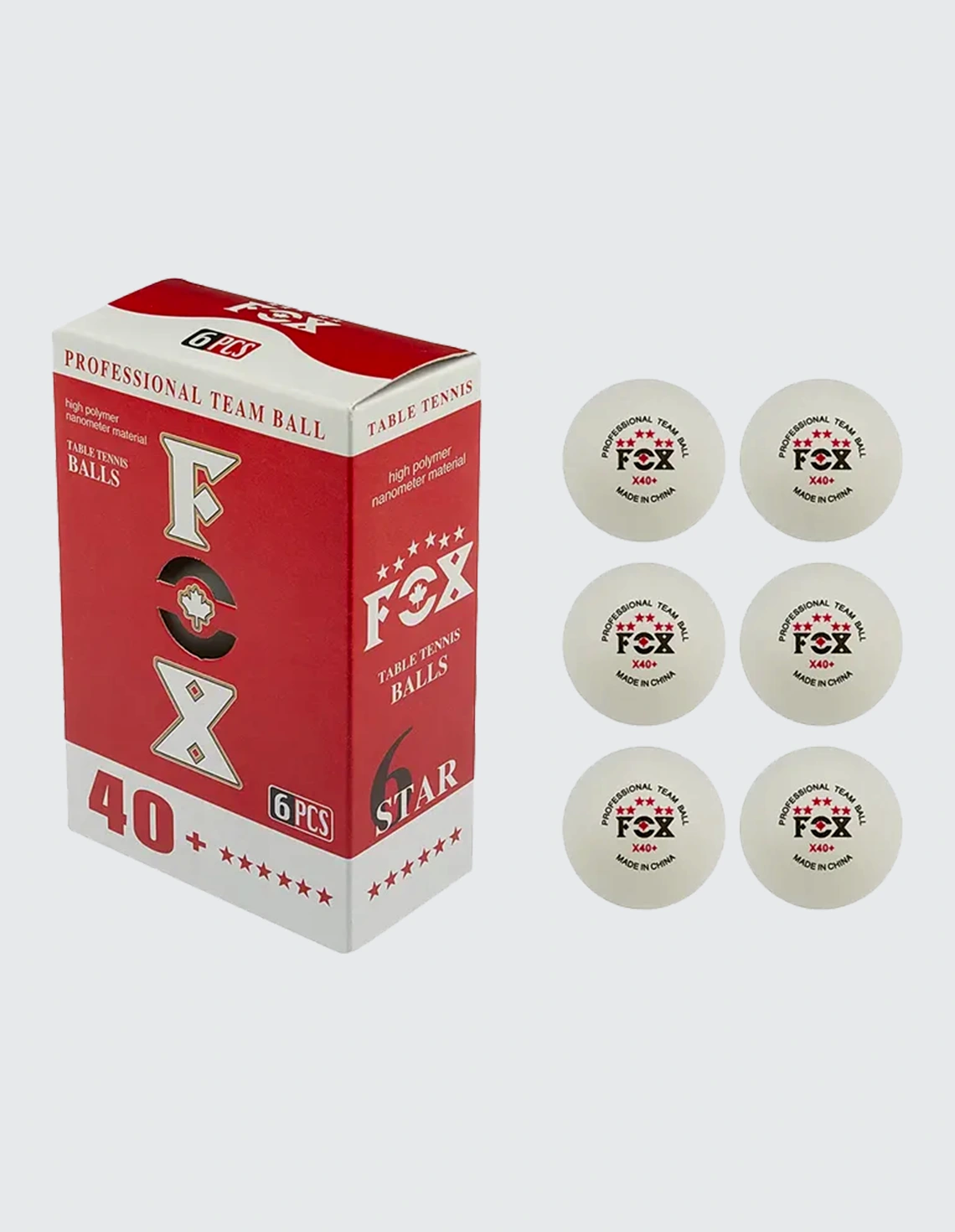 توپ پینگ پنگ - - فاکس 6 ستاره 40+ T006 بسته 6 عددی